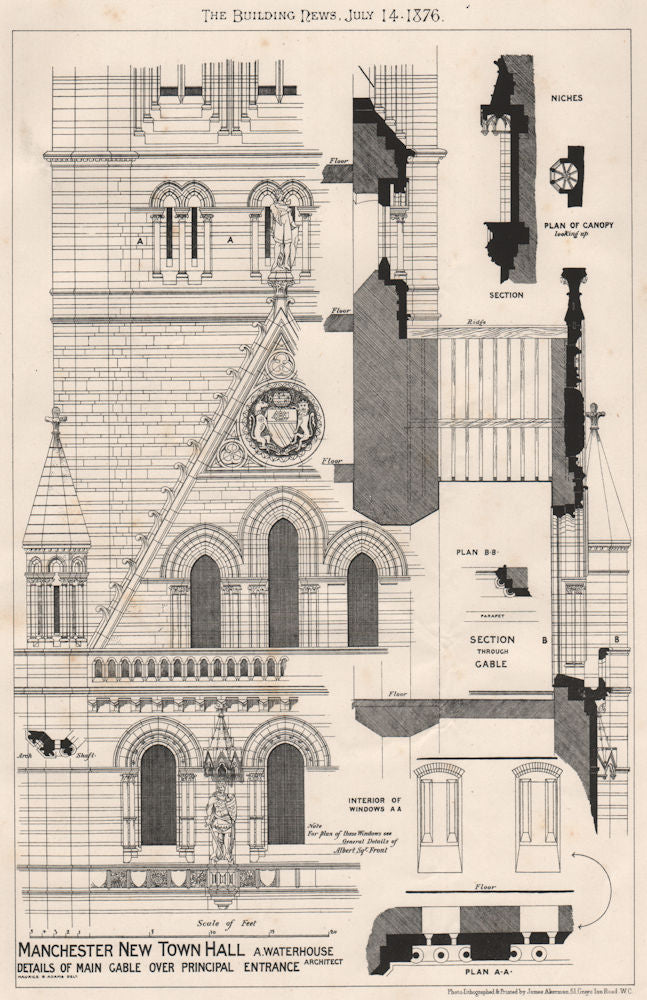 Manchester new Town Hall; Gable over main entrance; A. Waterhouse Archt 1876